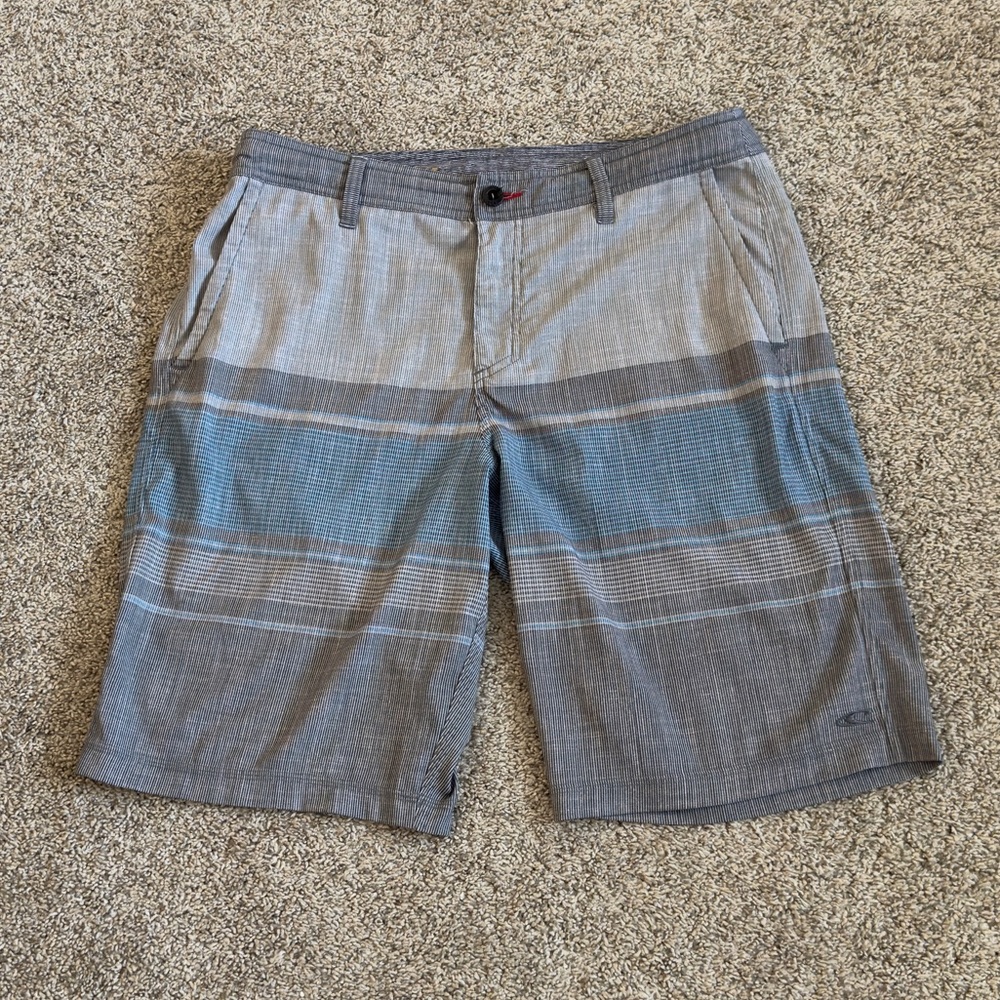 O’NEILL Hybrid board Shorts Size 34 Men’s shorts blue and gray striped shorts